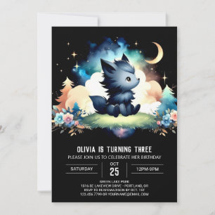 Custom Pastel Wolf Geburtstag Einladung