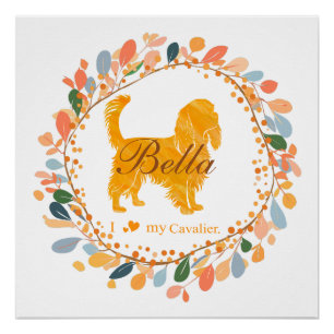 Custom Pastell Orange Cavalier Silhouette Poster