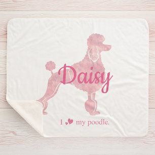 Custom Pastell Pink Poodle Silhouette Blanket Sherpadecke