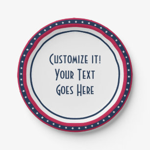 Custom Patriot Stars Red White Paper Plate Pappteller