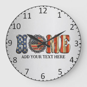 Custom Patriotic American Flag Große Wanduhr