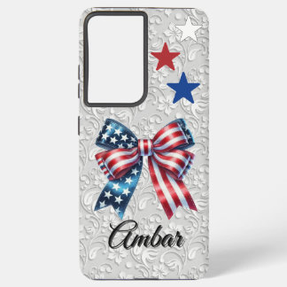 Custom Patriotic Bow Samsung S21 UltrTough Case Samsung Galaxy Hülle