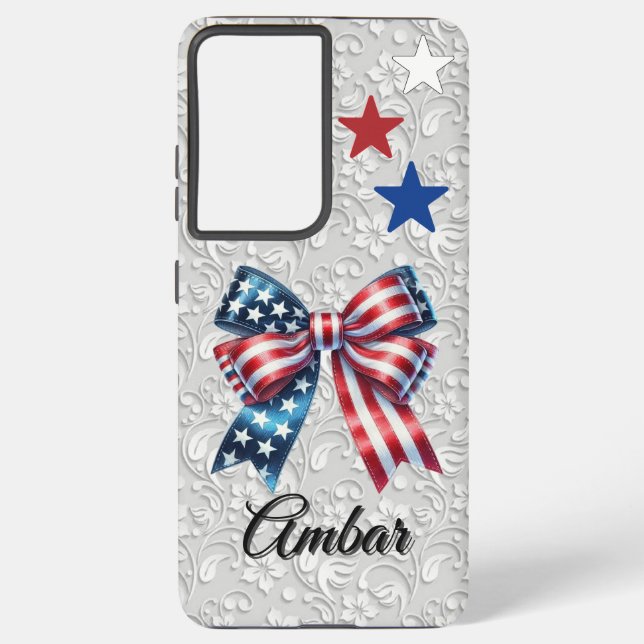 Custom Patriotic Bow Samsung S21 UltrTough Case Samsung Galaxy Hülle (Rückseite)