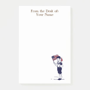 Custom Patriotic Boy mit Fireworks Post it Notes Post-it Klebezettel