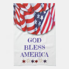 Custom Patriotic Red White Blue Stars Bunting Geschirrtuch
