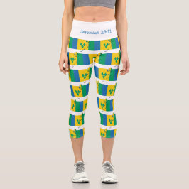Custom Patriotic ST VINCENT FLAG Capri Leggings