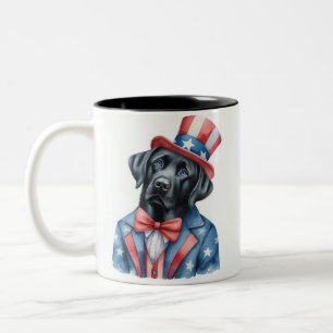 Custom Patriotic Uncle Sam Black Labrador Tasse
