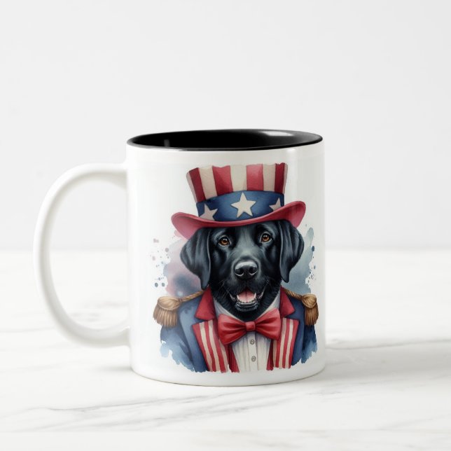 Custom Patriotic Uncle Sam Black Labrador Tasse (Links)