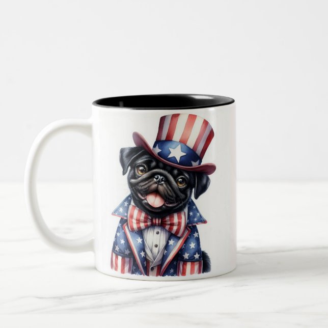 Custom Patriotic Uncle Sam Mops 4. Juli Tasse (Links)