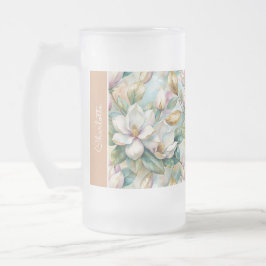 Custom Pattern Elegant Magnolia Flowers Mattglas Bierglas