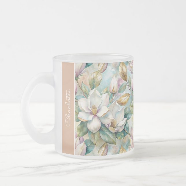 Custom Pattern Elegant Magnolia Flowers Mattglastasse (Links)