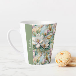 Custom Pattern Elegant Magnolia Flowers Milchtasse