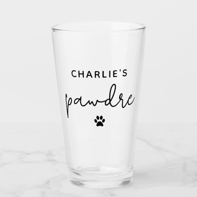 Custom Pawdre Typografy Dog Vater New Dog Eigentüm Glas (Vorderseite)