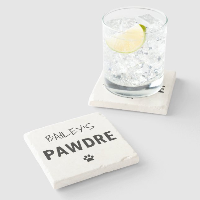 Custom Pawdre Typografy Dog Vater New Dog Eigentüm Steinuntersetzer (Seitenansicht)