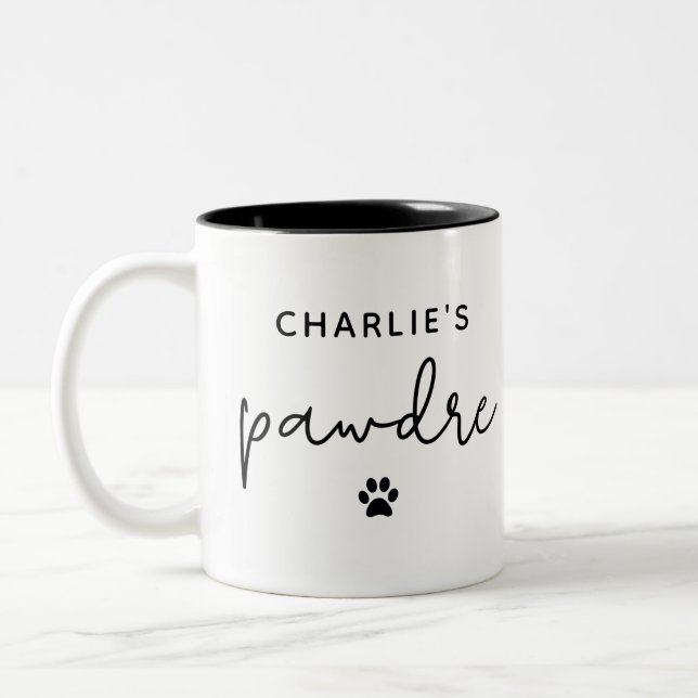 Custom Pawdre Typografy Dog Vater New Dog Eigentüm Zweifarbige Tasse (Links)
