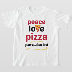 Custom Peace Liebe Pizza Italienische Speise Roter T-Shirt