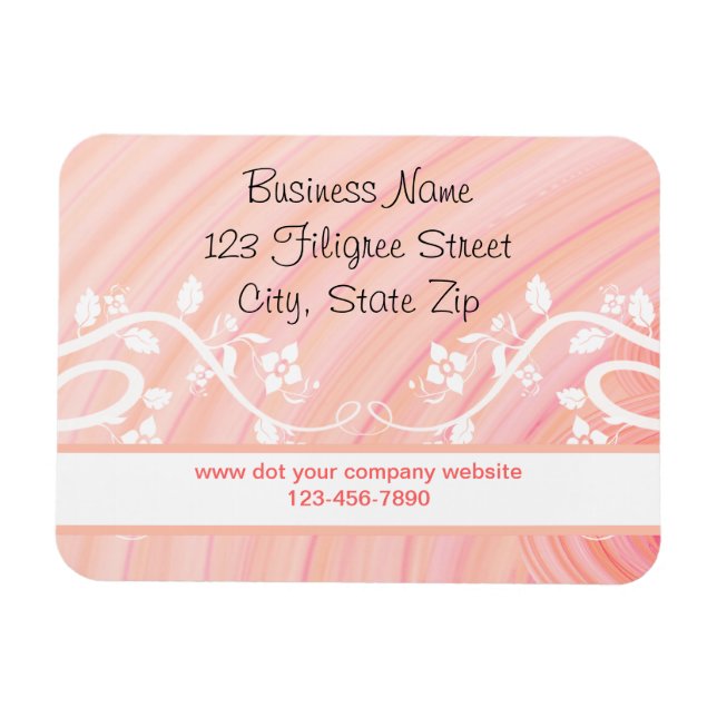 Custom Peach Spirals Filigree und Floral Magnet (Horizontal)