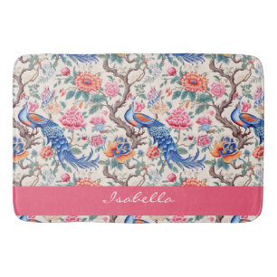 Custom Peacock Chinoiserie Asiatische Blumenlandsc Badematte