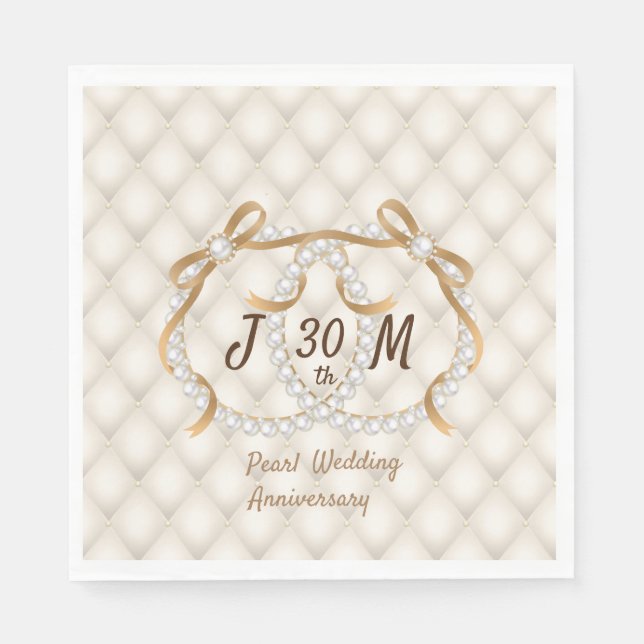 Custom Pearl Wedding Anniversary Paper Napkin Serviette (Vorderseite)