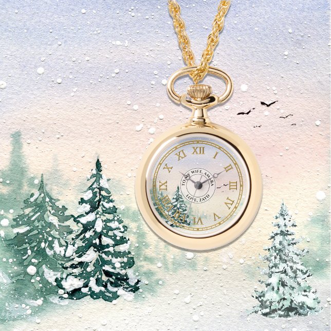 Custom Pendant Watch Necklace - Snowy Winter Fores Armbanduhr (Von Creator hochgeladen)