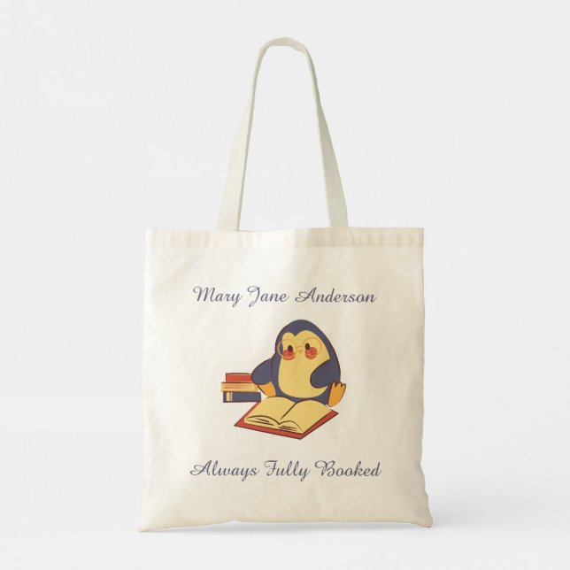 Custom Penguin Reading Tote Bag • Fully Booked Tragetasche (Rückseite)