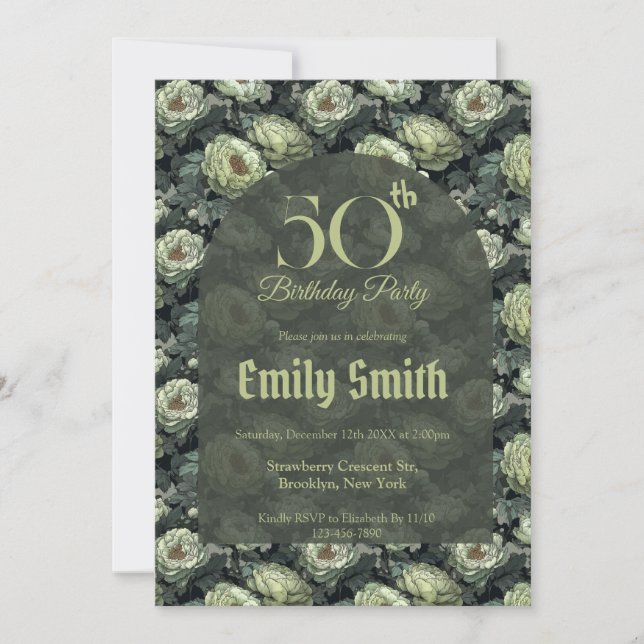 Custom Peonies Accent Birthday Present Einladung (Vorderseite)