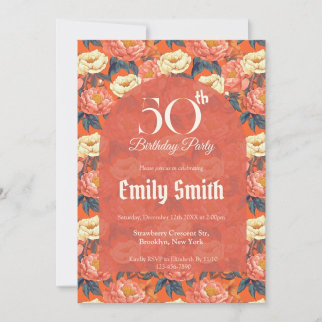 Custom Peonies Charm Her Birthday Einladung (Vorderseite)