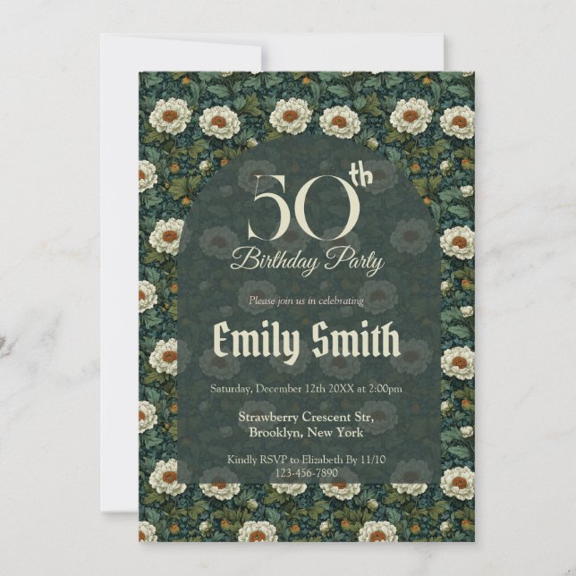 Custom Peonies Inspired 70Th Birthday Einladung (Vorderseite)