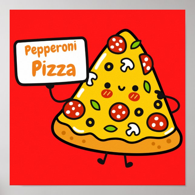 Custom Pepperoni Pizza bunt niedlichen Kinderposte Poster (Vorne)