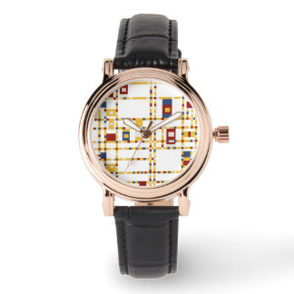 Custom Perfect Square Black Leather Armbanduhr