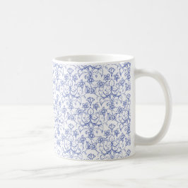 Custom Periwinkle Blue on White Decoration Floral Kaffeetasse