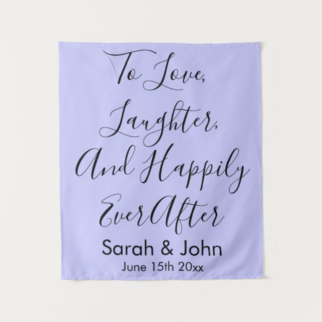 Custom Periwinkle Lila Hochzeit Rustikaler Empfang Wandteppich (Vorderseite)