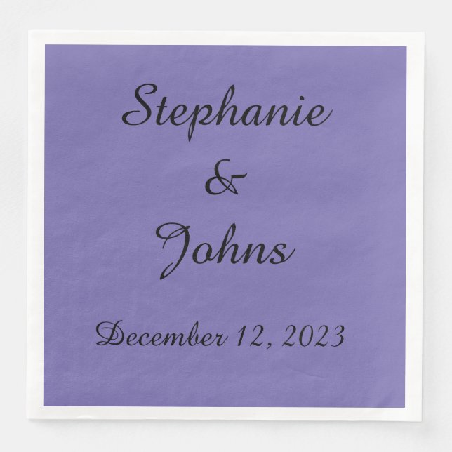 Custom Periwinkle Violet Wedding Bride Groom 2023 Serviette (Vorderseite)