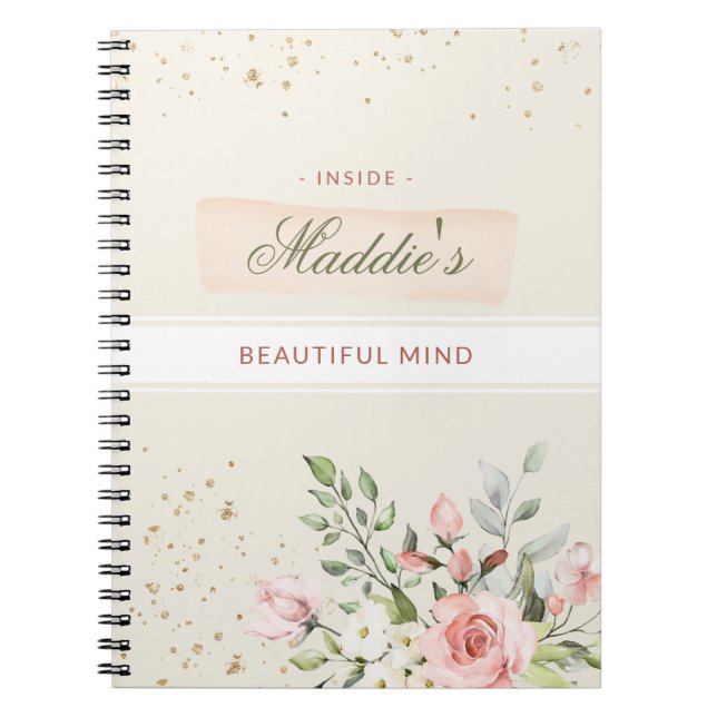 Custom Personal Diary Daily Ladies Floral Elegant Notizblock (Vorderseite)