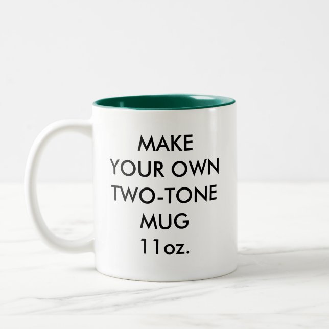 Custom Personalisiert 11oz Hunter Green Zwei-Tone- Zweifarbige Tasse (Links)