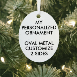 Custom Personalisiert 3" OVAL METAL ORNANANATIONAL Ornament Aus Metall