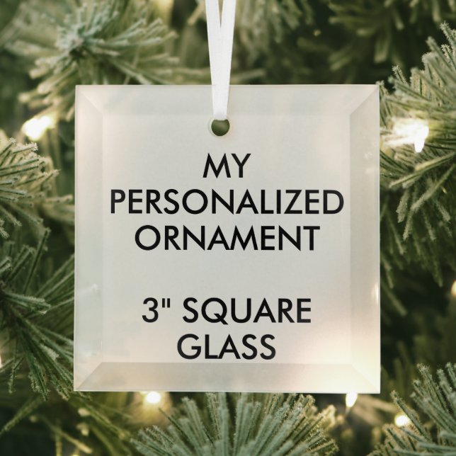 Custom Personalisiert 3" SQUARE GLASS ORNANAMENT Ornament Aus Glas (Insitu)