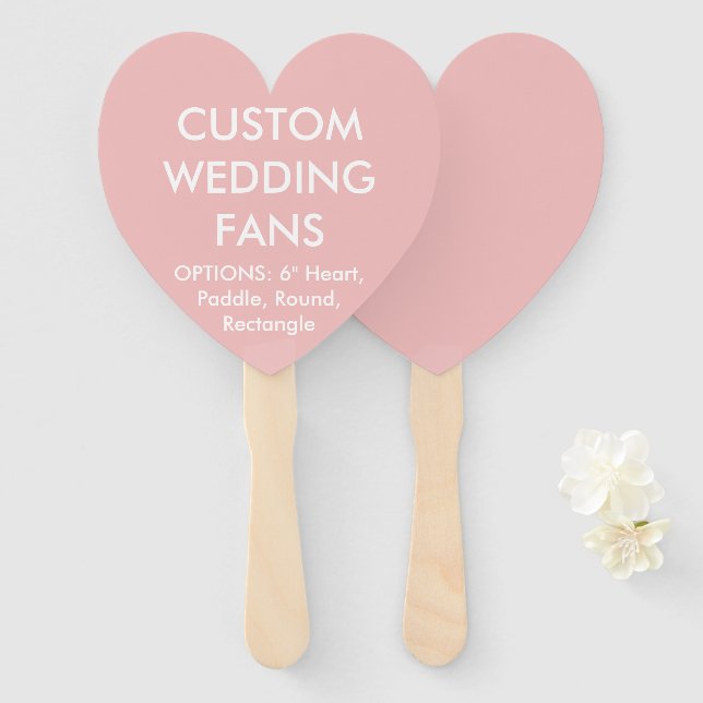 Custom Personalisiert BABY PINK HEART WEDING FANS Fächer (Vorne und Hinten)
