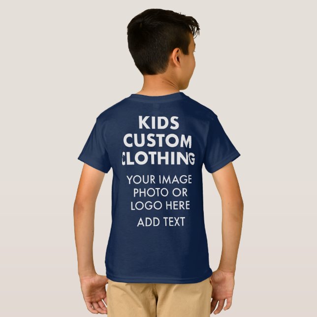 Custom Personalisiert BOY'S T - SHIRT - NAVY BLUE (Schwarz voll)