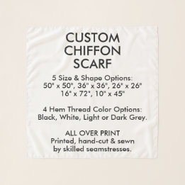 Custom Personalisiert CHIFFON SCARF - SMALL 26"x26 Schal