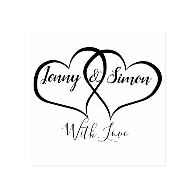 Custom Personalisiert Double Heart Wedding Gummistempel (Prägung)