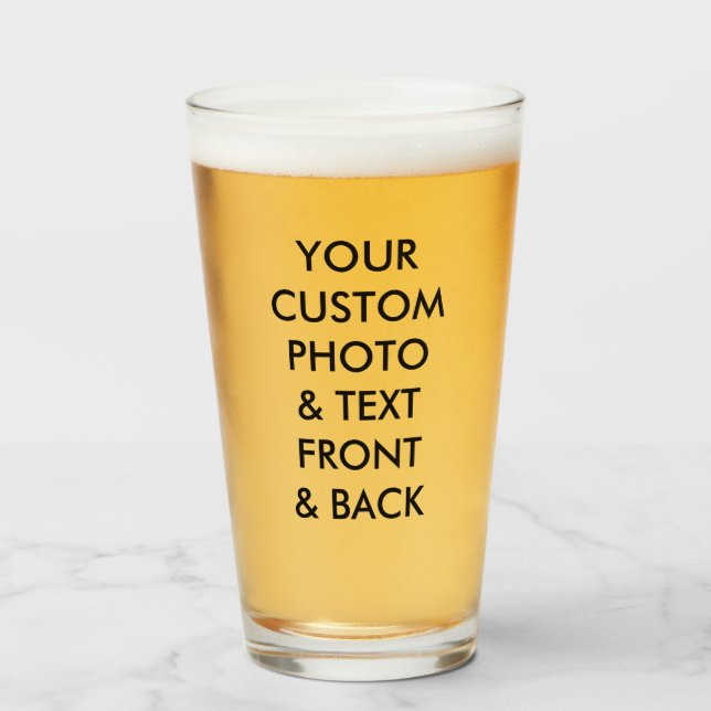 Custom Personalisiert FOTO BIER GLASS 16oz; 1 PINT Glas (Vorne (Gefüllt))
