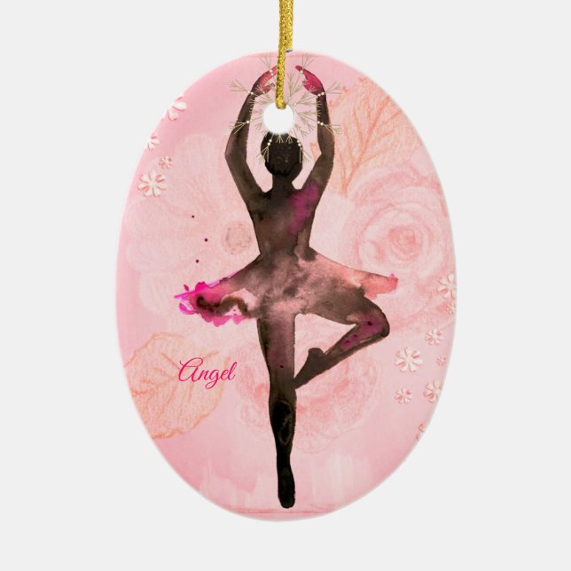 Custom Personalisiert Girls Ballerina Tanz Keramik Ornament (Vorne)