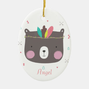 Custom Personalisiert Girls Tribal Bär Keramik Ornament