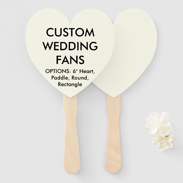 Custom Personalisiert IVORY HEART WEDING FANS Fächer (Vorne und Hinten)