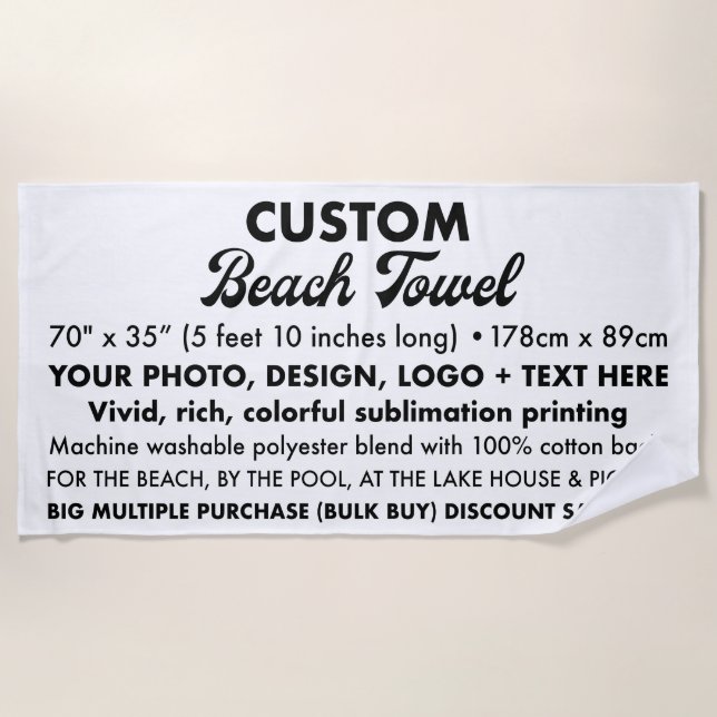 Custom Personalisiert Large Beach Handtuch 5' 10" (Vorderseite)