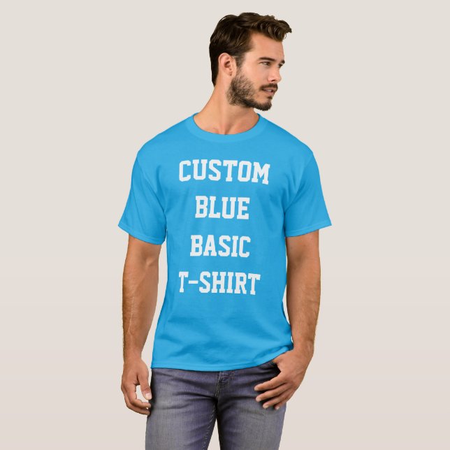 Custom Personalisiert Men BASIC AQUAMARIN BLAU T - T-Shirt (Vorne ganz)