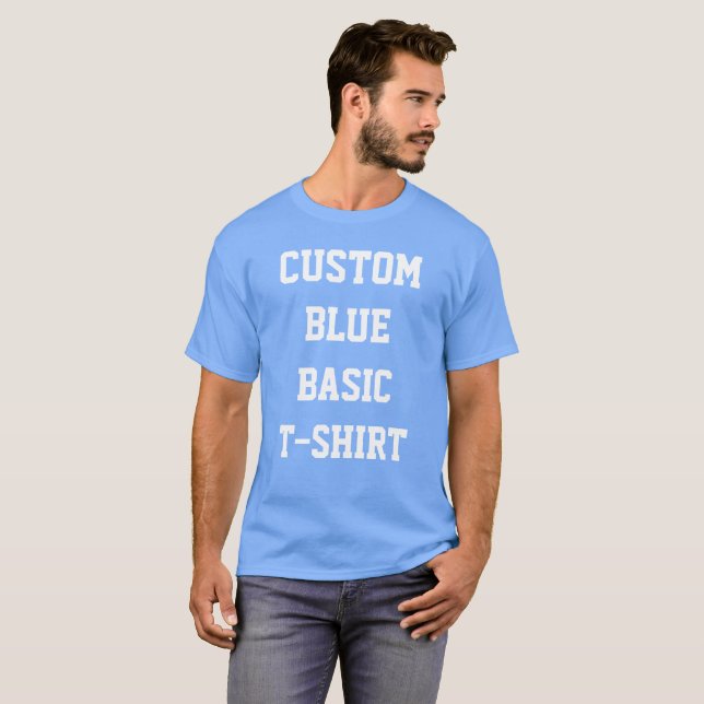 Custom Personalisiert Men BASIC BLUE T - SHIRT (Vorne ganz)
