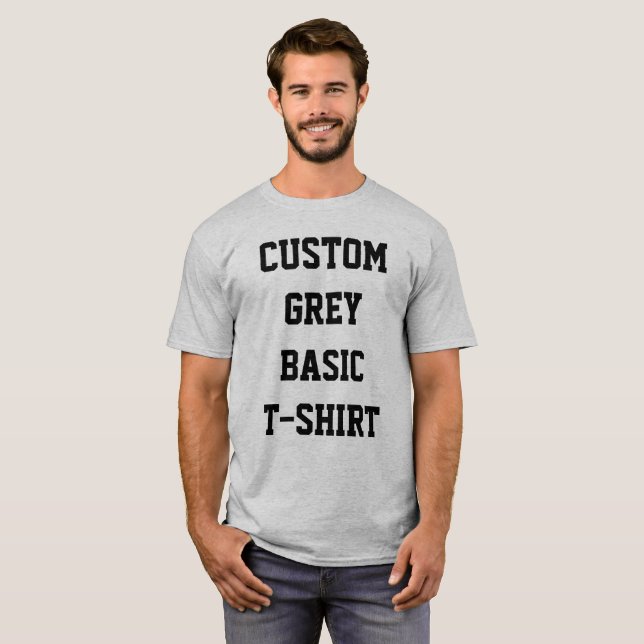 Custom Personalisiert Men BASIC GRAY T - SHIRT (Vorne ganz)