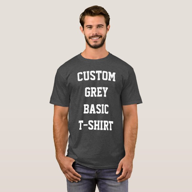 Custom Personalisiert Men BASIC GRAY T - SHIRT (Vorne ganz)